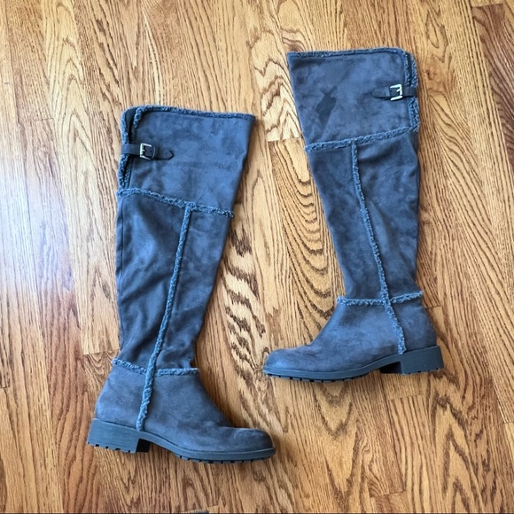 Style Charles Womens Block Heel Faux Leather Gray Suede Boots 8M - Picture 7 of 7